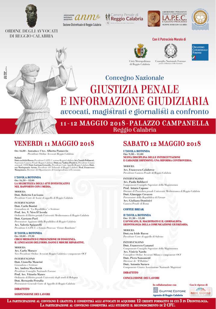 LOCANDINA CONVEGNO 11 12 MAGGIO 2018