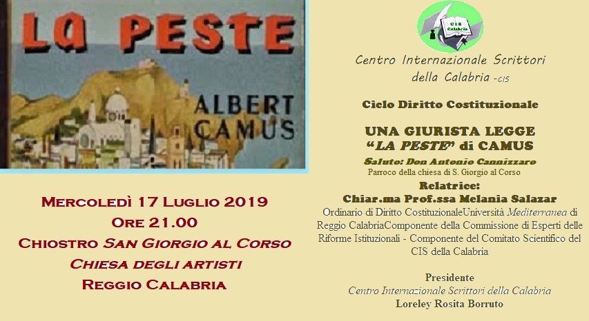 Foto manifesto   Una giurista legge La Peste di Camus