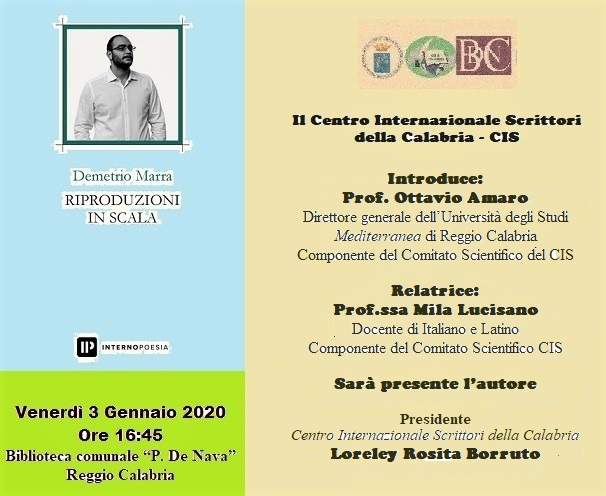 Foto manifesto   Presentazione volume di poesia   Riproduzione in scala di Demetrio Marra