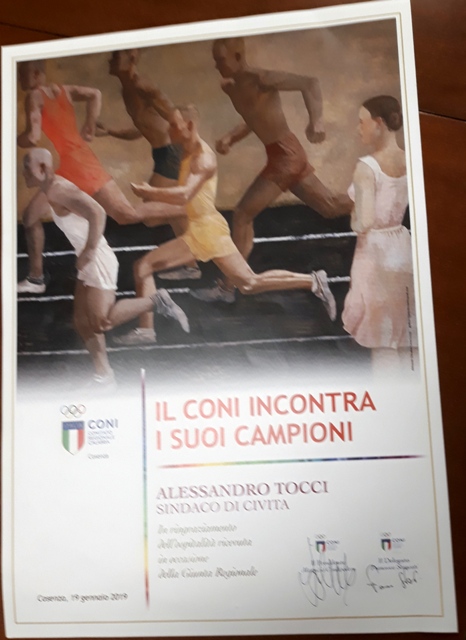 Civita riconoscimento consegnato al sindaco