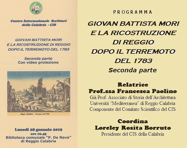 Foto manifesto   Foto Giovan Battista Mori e La ricostruzione di Reggio dopo il terremoto del 1783