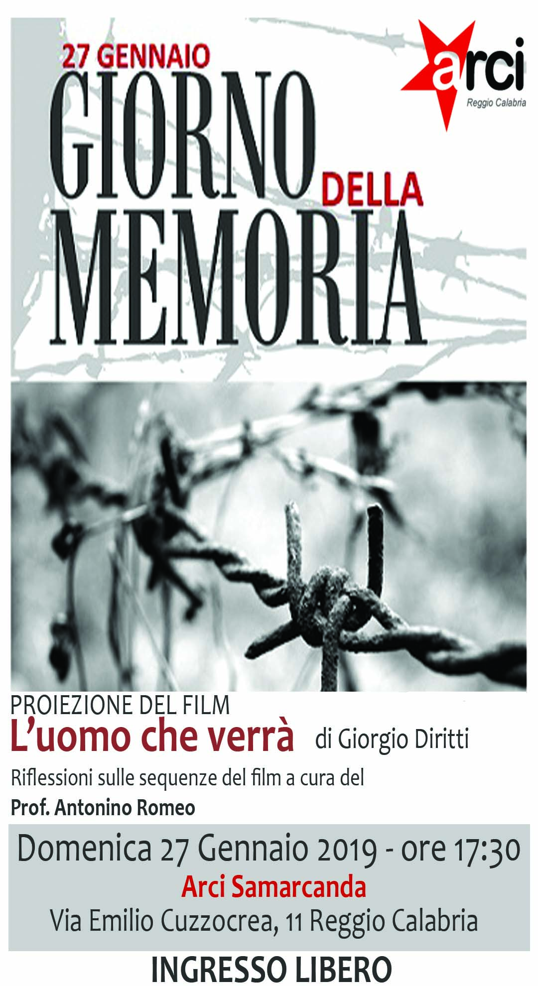 Locandina Giorno della memoria 2019